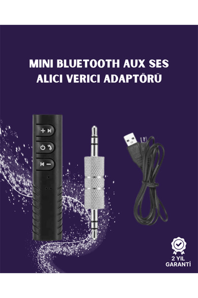 UCUZTEKNO Bluetooth AUX Adaptör | 3.5mm Ses Girişi İçin Kablosuz Dönüştürücü,...