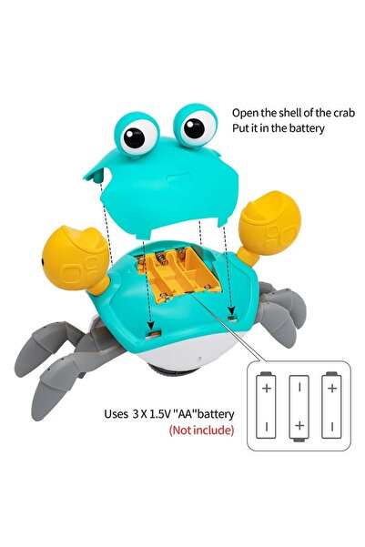 Brother Toys Emeklemeye Ve Yürümeye Yardımcı Çarpma Sensörlü Sağa Ve Sola Hareket Eden Oyuncak Pilli Yengeç