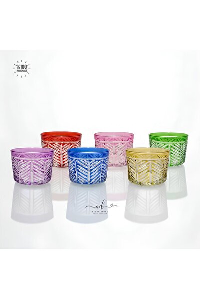 AKDEN STORE Kristal Kesme Dekor 6'lı Palm Çerezlik, Kuruyemişlik, Sunumluk