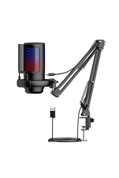 Generic ميكروفون ألعاب USB احترافي مكثف RGB من المصنع OEM مع ملحقات للتسجيل