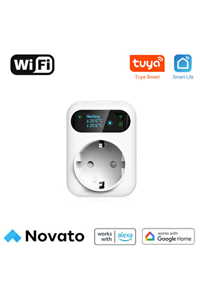 Novato Wifi OLED Ekranlı Priz Tipi Termostat ( Tuya, Smart Life Uyumlu )