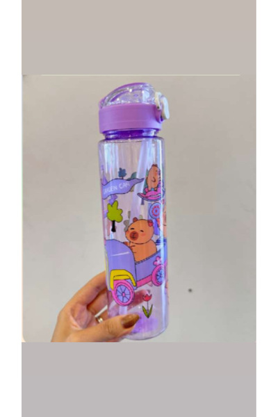 synshop Capybara Kapibara Purple Water Bottle School Water Bottle for Girls and Boys 800 ml