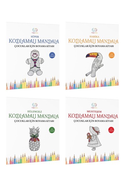 Çılgın Zeka Mandala Boyama Kitabı Çocuklar İçin Kodlamalı Set Dikkat Seti