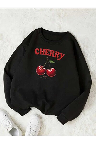 tkn your style Унисекс суитшърт с принт на череши в моден дизайн