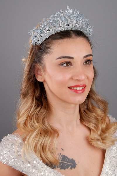 ESPEREST Coroana de mireasa Elara Crystal Stone pentru rochie de seara si acc...