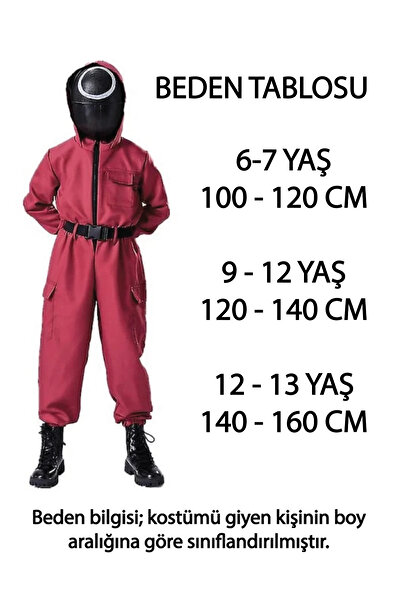 GiginGo Squid Game Çocuk Kostümü - Squid Game Temalı Kostüm Kemerli ve Maskeli