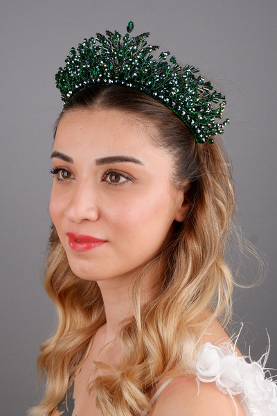 Hayalperest boncuk Coroana de mireasă cu design special Aria și accesoriu pen...