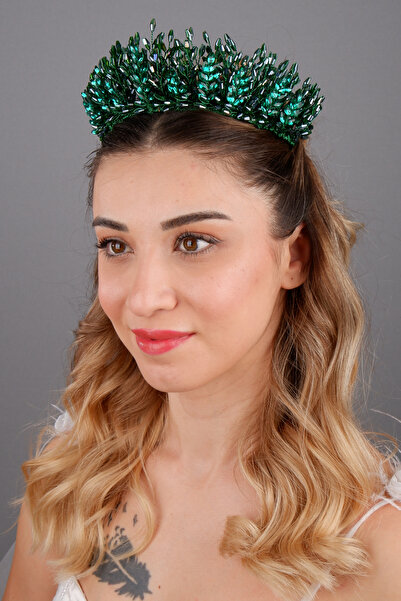 Hayalperest boncuk Coroana de mireasă cu design special Lara și accesoriu pen...