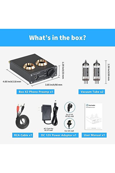 ON Electronics Fosi Audio Box X2 Phono Preamp for Turntable Preamplifier MM Phonograph Preamplifier with Gain Gear