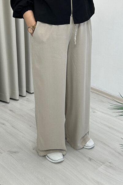 T Moda Store New Season Premium Fabric Soft Textured Flowy Wide-Leg Women's Trousers