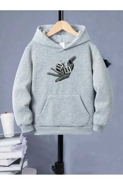 tkn your style Φούτερ με κουκούλα Unisex Trend Oversize με γραφικό σχέδιο εκτύπωσης με ζάρια στο χέρι