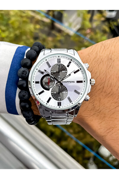Choppers ساعة يد رجالية مقاومة للماء من الفولاذ مع سوار من CHOPERSGECE GÖRÜŞLÜ