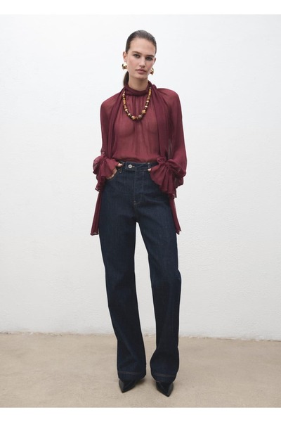 MANGO Woman Düz paça jean patı