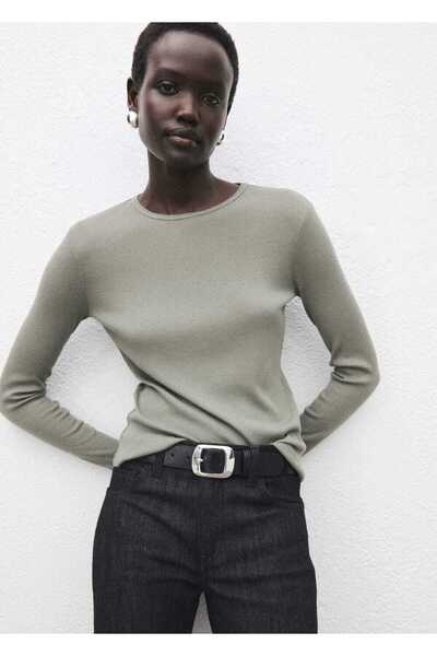 MANGO Woman Uzun kollu ribana tişört