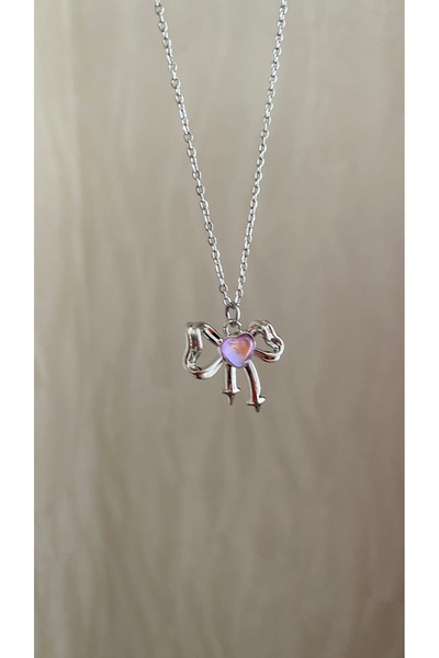 Petek Collection قلادة على شكل قلب من الفولاذ (لون فضي) قلادة على الطراز القو...