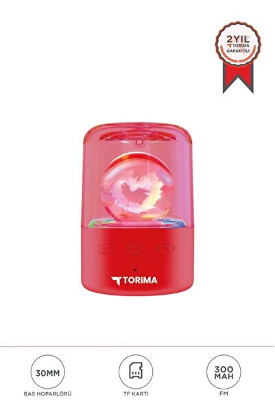 Torima D73 Kırmızı RGB LED Işıklı Kablosuz Bluetooth Hoparlör