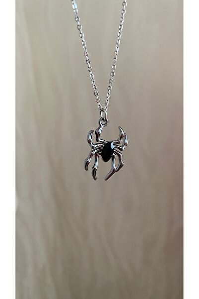 Petek Collection قلادة فضية على شكل عنكبوت من الفولاذ، قلادة معدنية على الطرا...