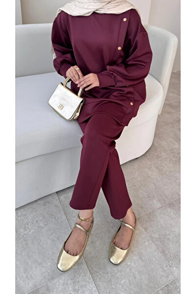 Miraydın Butik Γυναικείο Παντελόνι Διπλό Σκουμπάκι M61205 - Βουργουνδία