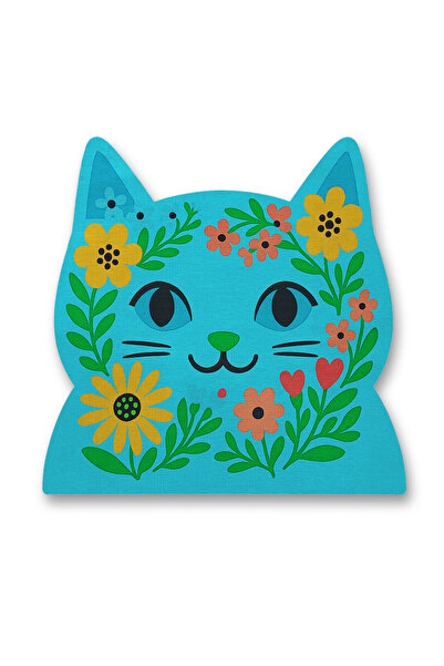 Rugs Modern Halı MOSSO Turkuaz Temalı Kedi Figürü Desenli Dokuma Taban Modern...