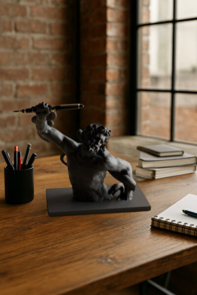 Dropcek eticaret 3D Dekoratif Antik Kalem Tutucu Heykel Avangard Ofis Masaüst...