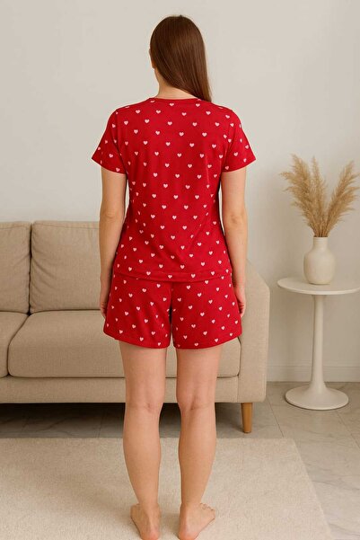 FAMES PİJAMA Zero Collar Summer Women's Short Sleeve Shorts Set