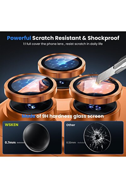 m.tk moveteck İphone 17 Pro & 17 Pro Max Uyumlu Kamera Koruma Lens Koruyucu Temperli Cam Uygulama Aparatlı