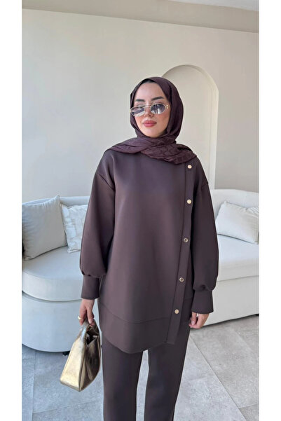 Miraydın Butik Kadın Pantolon İkili Scuba Takım M61205 - Kahverengi