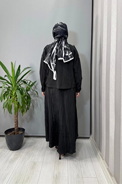 Ghisa Ceketli Beli Büzgülü Elbise Siyah 26KGSTKM3196