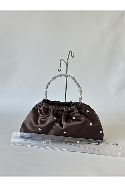 posst bag Кафява сатенена вечерна чанта