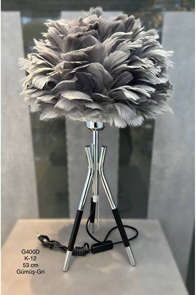 ZETT Tüylü Işıklı Başucu Ve Masa Lambader Abajur Dekoratif Eşya Renkli