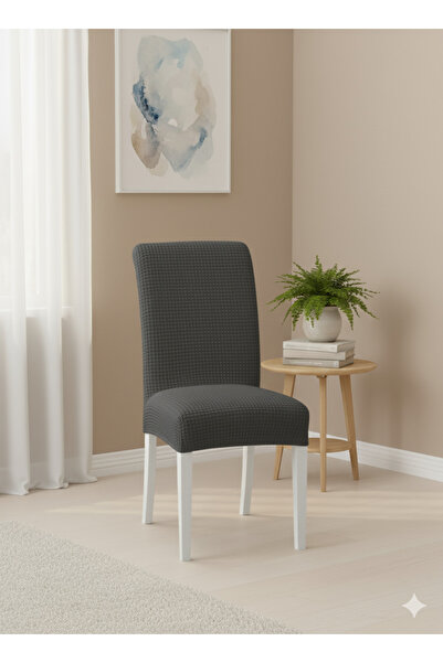 OSIO Likralı 6'lı Sandalye Kılıfı Esnek Kumaş Füme