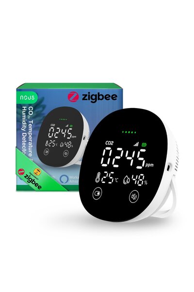Nous Temperature, Humidity Sensor with CO2 detector Smart E10, Zigbee 3.0, LED screen, comp