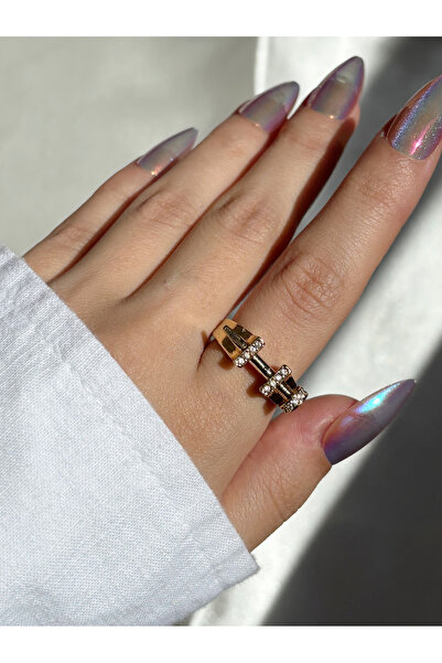 Eylülün Takısı Women's Gold Color Stone Nail Ring