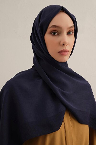 Armine Plain Lyocell Shawl - Navy Blue 02