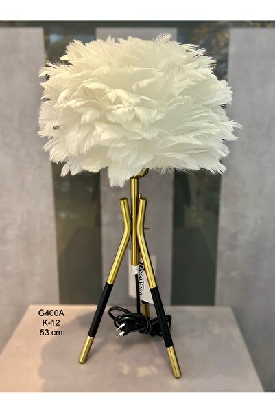 ZETT Tüylü Işıklı Başucu Ve Masa Lambader Abajur Dekoratif Eşya Renkli