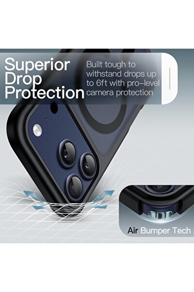 m.tk moveteck iPhone 17 Pro Uyumlu Kılıf Kamera Çıkıntılı Magsafe Şarj Destekli Hassas Butonlu Yumuşak Mat Kapak