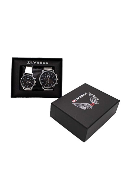 velve Σετ 2 ρολογιών Ulysses για γυναίκες και άνδρες, με μπρασελέ από ανοξείδωτο ατσάλι, ασημί