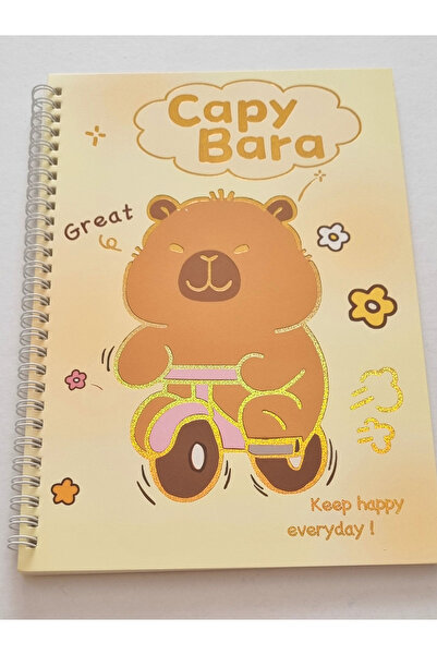 Modellino Spiral Bound Licensed Capy Bara Glitter Gilded Cover 72 Sheets A4 Lined Notebook