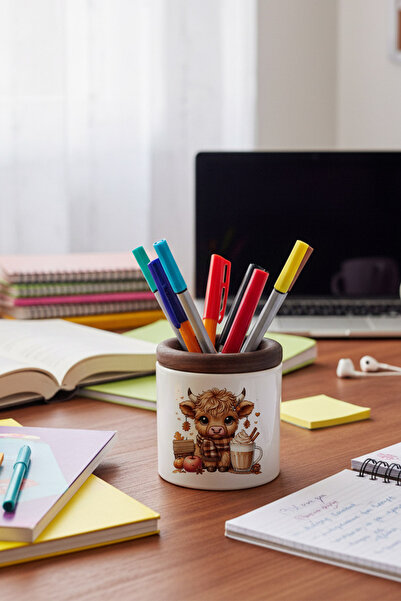 giftkonsept Осіння тема Мила корова з принтом Керамічний пенал Настільний орг...