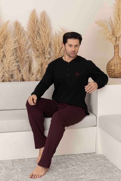 Tarık Men's Plaid and Checkered Long Sleeve Seasonal Pajama Set Father-Son Combination Should Be Added to the Cart Individually.