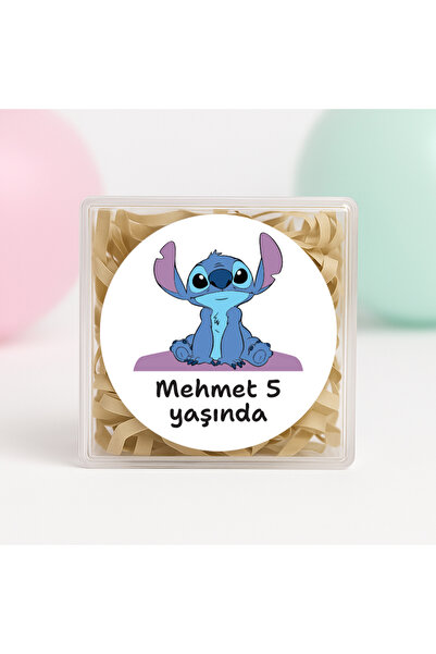 repro design Kişiye Özel Stitch Temalı Doğum Günü Temalı Baskılı Yapışkanlı E...