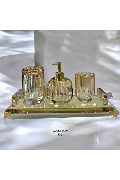 ZETT Kristal Model Tepsili Banyo Seti 4 Parça (tepsi ölçüsü 37x13x3cm)