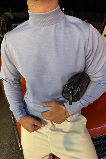 thesunfyre Pulover pentru bărbați, cu mânecă lungă, cu croiala obișnuită, din tricotat pe jumătate