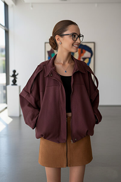MEECY Jachetă oversize din piele intoarsa pentru femei