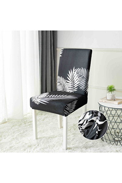 JOJO HOME Set 6 Huse Scaune, Negru cu Ferigi