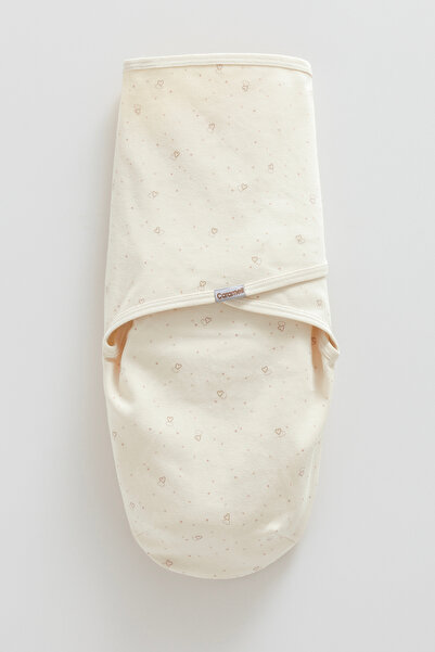 Caramell Baby Swaddle 100% Cotton Heart Patterned Baby Girl Swaddle - 0-3 Months