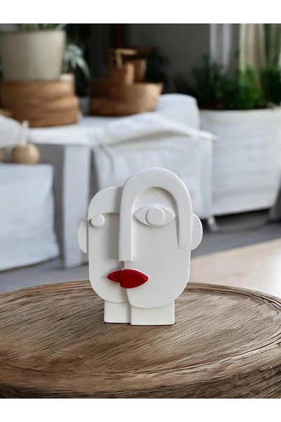 Porselian Abstract Face Decorative Vase 20X20 cm