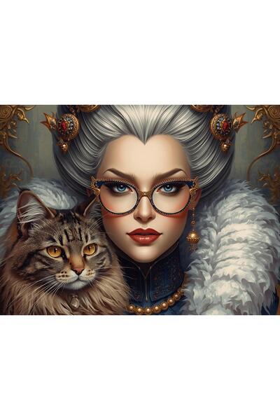 begovart Cool Queen and Her Lovely Cat 255 Piece Wooden Puzzle (Mdf) Jigsaw P...