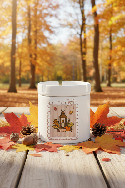 giftkonsept Осіння тематика Осінній принт Керамічна кришка Без запаху Попільничка