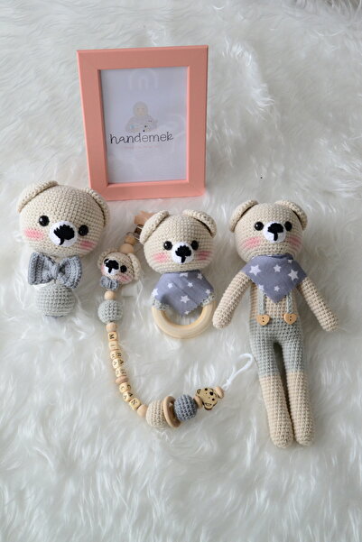 HANDEMEK AMİGURUMİ AYICIK ÇINGIRAK DİŞ KAŞIYICI